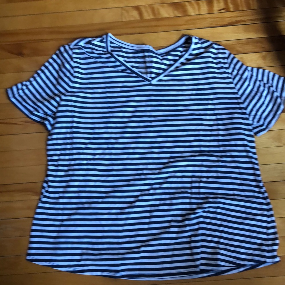 Terra & Sky navy & white striped t shirt 3x